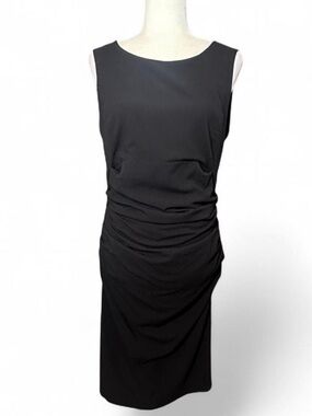 💜 BCBG Maxazria Rayona Black Ruched Sleeveless Dress (12)